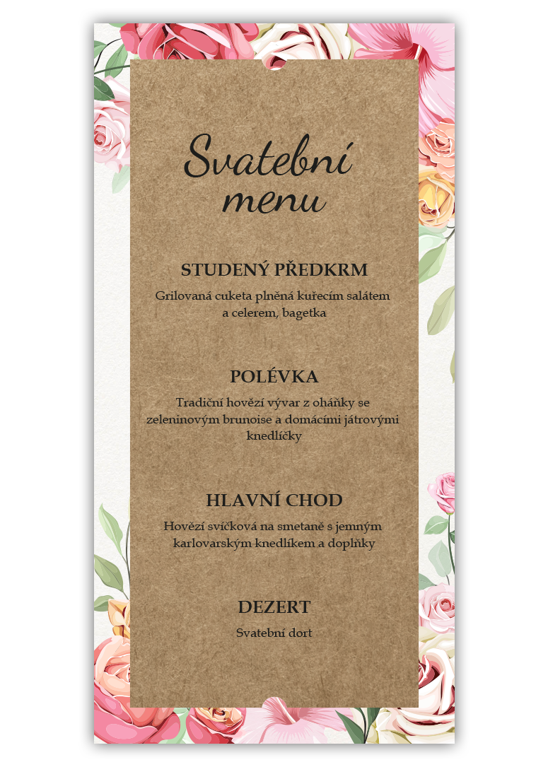 Svatební menu - Craft floral